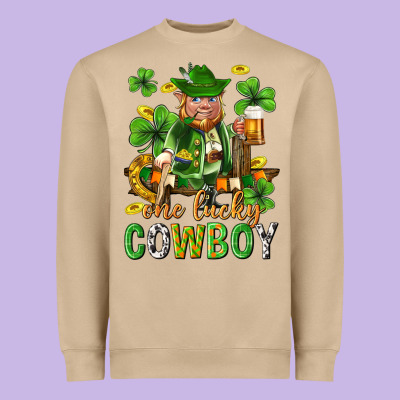 One Lucky Cowboy With St. Patricks Elf Heavyweight Sweatshirt Designed By Neo Western