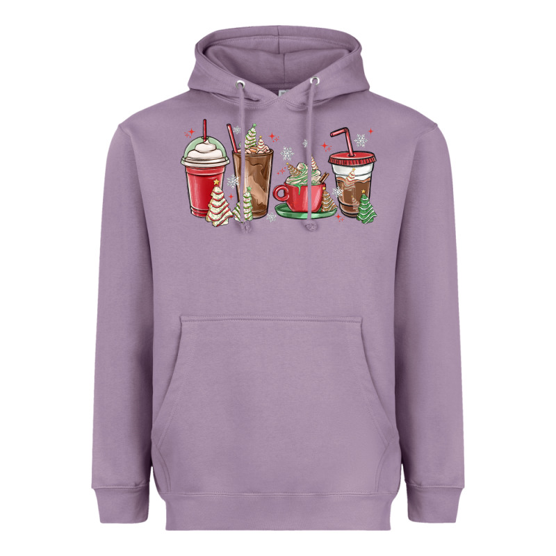 Christmas Tree Cake And Coffee Cups Heavyweight Hoodie by MaliasSmallBusiness | Teevron