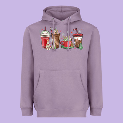 Christmas Tree Cake And Coffee Cups Heavyweight Hoodie Designed By Maliassmallbusiness