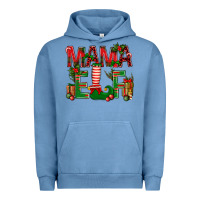 Pigment Pebble Blue Christmas Mama Elf Urban Hoodie - NancyCooperArtShop
