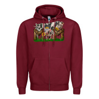 Burgundy Western Mom With Spotted Pig And Baby Pig Zipper Hoodie - LillyAllenDesigns