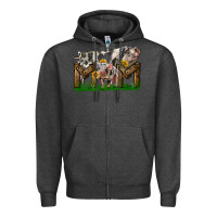 Charcoal Heather Western Mom With Spotted Pig And Baby Pig Zipper Hoodie - LillyAllenDesigns