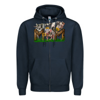 Navy Western Mom With Spotted Pig And Baby Pig Zipper Hoodie - LillyAllenDesigns