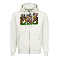 Oatmeal Heather Western Mom With Spotted Pig And Baby Pig Zipper Hoodie - LillyAllenDesigns