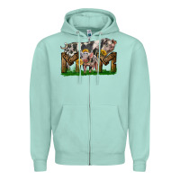 Seafoam Western Mom With Spotted Pig And Baby Pig Zipper Hoodie - LillyAllenDesigns