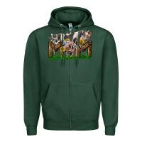 Sports Green Western Mom With Spotted Pig And Baby Pig Zipper Hoodie - LillyAllenDesigns