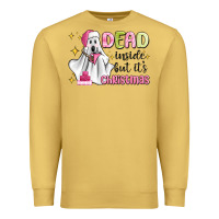 Antique Gold dead inside but it's christmas Premium Sweatshirt - MaliasSmallBusiness