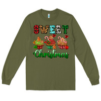 Army Green sweet Christmas with cupcake Long Sleeve Tee - AdoDesignShop