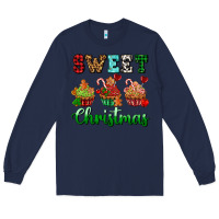 Navy sweet Christmas with cupcake Long Sleeve Tee - AdoDesignShop