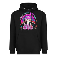 Black grow your own way crystal and mushroom Heavyweight Hoodie - MaliasSmallBusiness