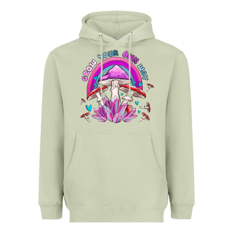 Grow Your Own Way Crystal And Mushroom Heavyweight Hoodie by MaliasSmallBusiness | Teevron