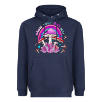 Navy grow your own way crystal and mushroom Heavyweight Hoodie - MaliasSmallBusiness