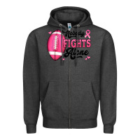 Charcoal Heather nobody fights alone pink football breast cancer awareness Zipper Hoodie - Jasminsmagicworld