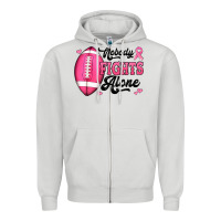 Dove Grey nobody fights alone pink football breast cancer awareness Zipper Hoodie - Jasminsmagicworld
