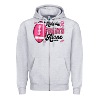 Heather Grey nobody fights alone pink football breast cancer awareness Zipper Hoodie - Jasminsmagicworld