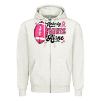 Oatmeal Heather nobody fights alone pink football breast cancer awareness Zipper Hoodie - Jasminsmagicworld