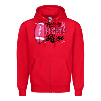 Red nobody fights alone pink football breast cancer awareness Zipper Hoodie - Jasminsmagicworld