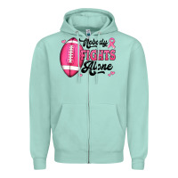 Seafoam nobody fights alone pink football breast cancer awareness Zipper Hoodie - Jasminsmagicworld