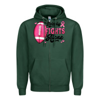 Sports Green nobody fights alone pink football breast cancer awareness Zipper Hoodie - Jasminsmagicworld