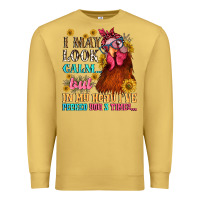 Antique Gold i may look calm but in my head i pecked you three Premium Sweatshirt - NancyCooperArtShop