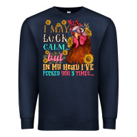 Navy i may look calm but in my head i pecked you three Premium Sweatshirt - NancyCooperArtShop