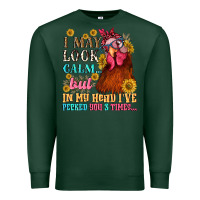 Sports Green i may look calm but in my head i pecked you three Premium Sweatshirt - NancyCooperArtShop