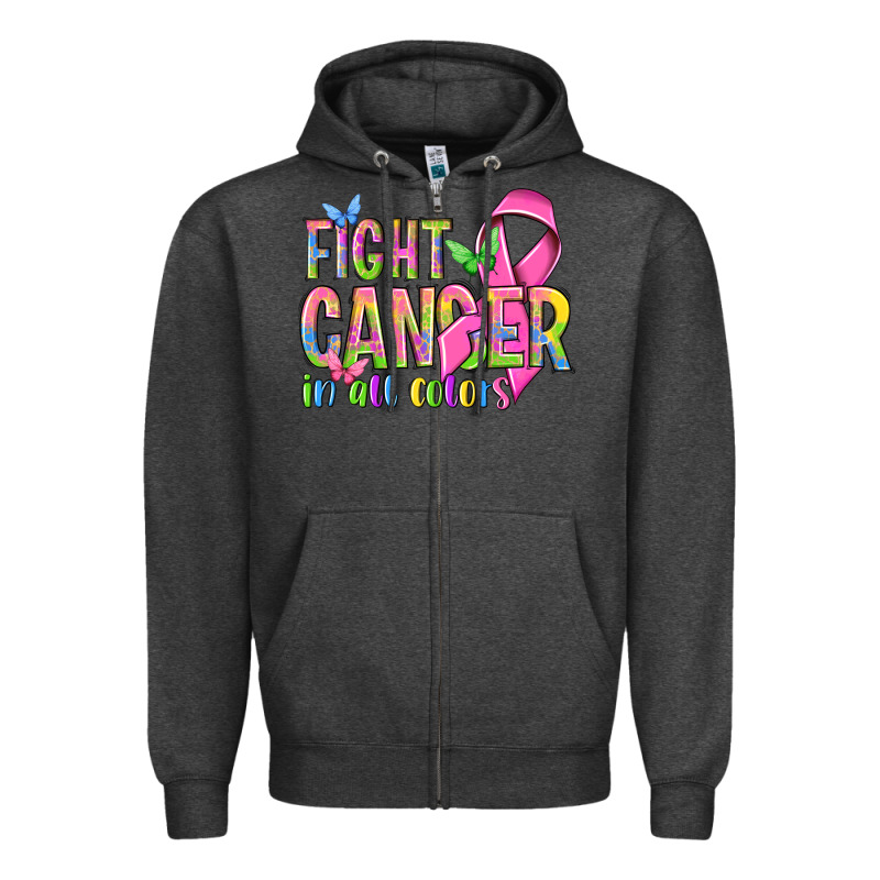 Fight Cancer In All Colors Zipper Hoodie by NancyCooperArtShop | Teevron
