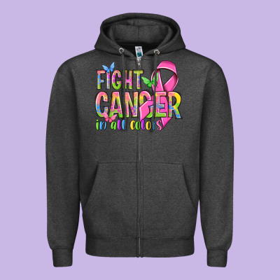 Fight Cancer In All Colors Zipper Hoodie Designed By Nancycooperartshop
