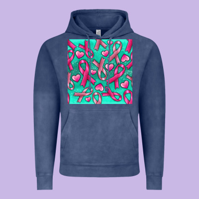 Cancer Ribbon With Heart Vintage Hoodie Designed By Texasbilliewilder