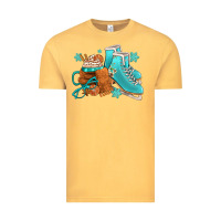 Vintage Mustard Winter Ice Skating Boots And Coffee Vintage Tee - FaDigitalArtStudio