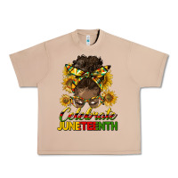 Celebrate Juneteenth Black Woman Bun Urban Heavy Tee | Teevron