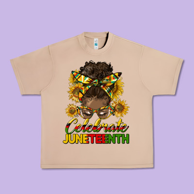 Celebrate Juneteenth Black Woman Bun Urban Heavy Tee Designed By Hra Design Shop