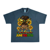 Midnight Navy celebrate juneteenth black woman bun Urban Heavy Tee - HRA Design Shop