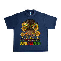 Navy celebrate juneteenth black woman bun Urban Heavy Tee - HRA Design Shop