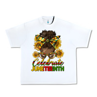 White celebrate juneteenth black woman bun Urban Heavy Tee - HRA Design Shop
