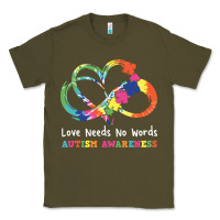 Army Green Love Needs No Words Heart Puzzle Autism Classic Tee - CowhideDigitalArt