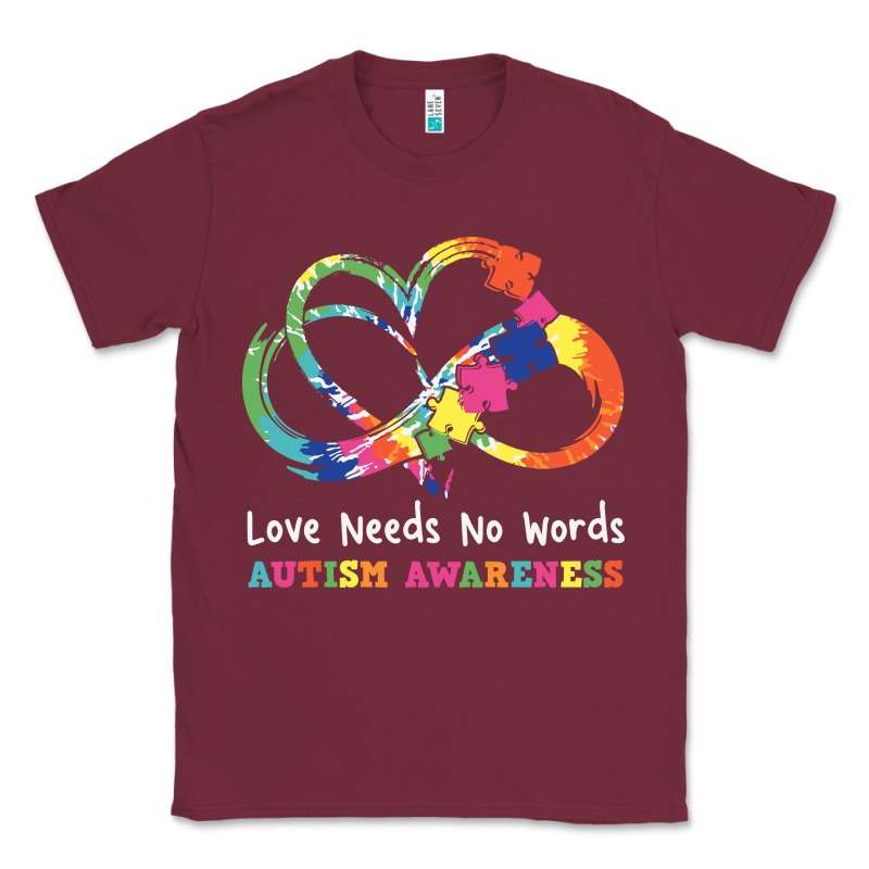 Love Needs No Words Heart Puzzle Autism Classic Tee by CowhideDigitalArt | Teevron