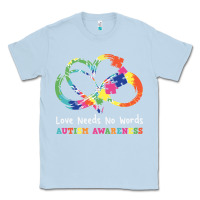 Dusty Blue Love Needs No Words Heart Puzzle Autism Classic Tee - CowhideDigitalArt