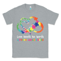 Heather Grey Love Needs No Words Heart Puzzle Autism Classic Tee - CowhideDigitalArt