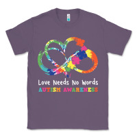 Lavender Love Needs No Words Heart Puzzle Autism Classic Tee - CowhideDigitalArt