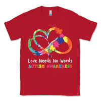 Red Love Needs No Words Heart Puzzle Autism Classic Tee - CowhideDigitalArt