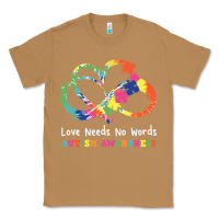 Toasted Coconut Love Needs No Words Heart Puzzle Autism Classic Tee - CowhideDigitalArt