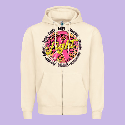 Fight Breast Cancer Zipper Hoodie Designed By Nancycooperartshop