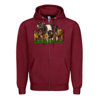 Burgundy Western Mom With Hampshire Pig And Baby Pig Zipper Hoodie - LillyAllenDesigns