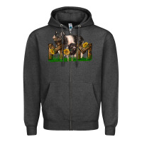 Charcoal Heather Western Mom With Hampshire Pig And Baby Pig Zipper Hoodie - LillyAllenDesigns