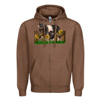 Chestnut Western Mom With Hampshire Pig And Baby Pig Zipper Hoodie - LillyAllenDesigns