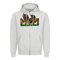 Dove Grey Western Mom With Hampshire Pig And Baby Pig Zipper Hoodie - LillyAllenDesigns