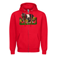 Red Western Mom With Hampshire Pig And Baby Pig Zipper Hoodie - LillyAllenDesigns
