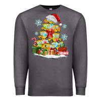 Charcoal Heather christmas tree with school bus Premium Sweatshirt - MaliasSmallBusiness
