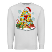 Dove Grey christmas tree with school bus Premium Sweatshirt - MaliasSmallBusiness